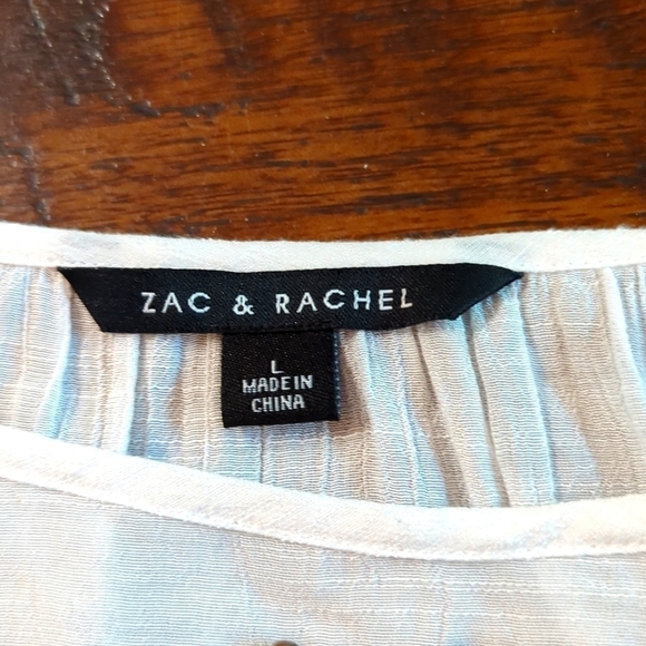 Zac & Rachel Beaded Blouse White Bell Sleeve Scoop Neck Top Size L-Good conditio - Picture 2 of 6